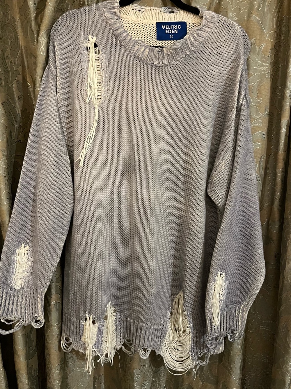 Aelfric Eden Distressed Crewneck Sweater - Light Gray